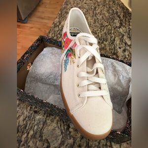 Keds Cream Floral Embroidered Athletic Shoes